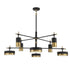 Ashor 8-Light LED Chandelier in Matte Black with Warm Brass Accents